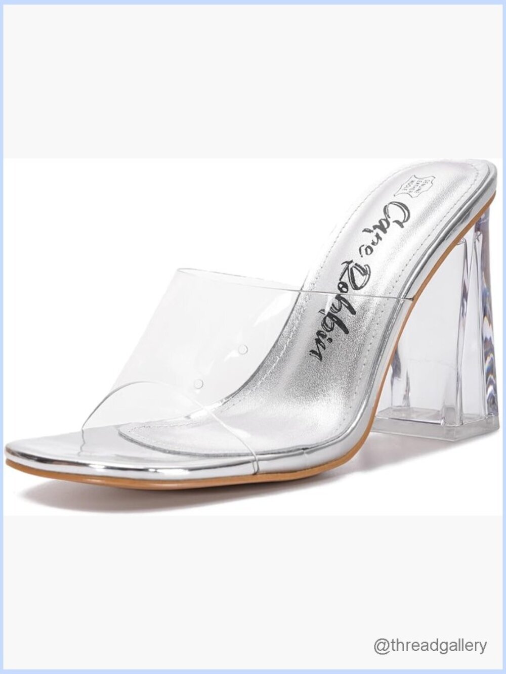 Square Toe Clear Block Heel Mules - Chunky Heeled Sandals